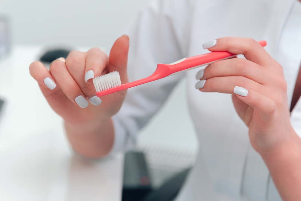 checking toothbrush bristles